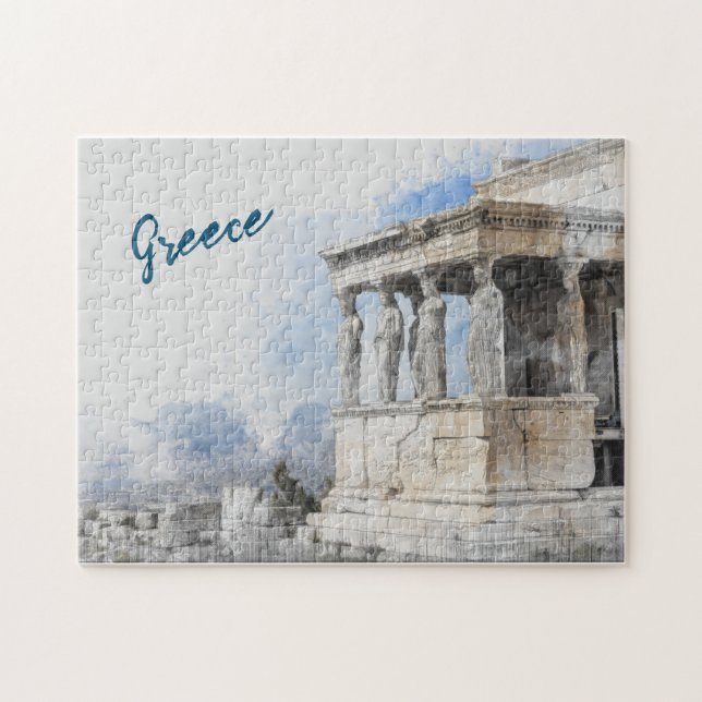 Watercolor Ancient Sites ruins in Athens, Greece Jigsaw Puzzle (Horizontal)