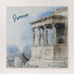 Watercolor Ancient Sites ruins in Athens, Greece Jigsaw Puzzle