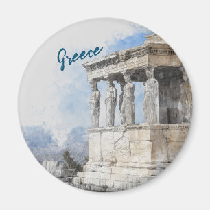 Watercolor Ancient Sites ruins in Athens, Greece  Magnet
