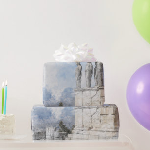 Watercolor Ancient Sites ruins in Athens, Greece Wrapping Paper