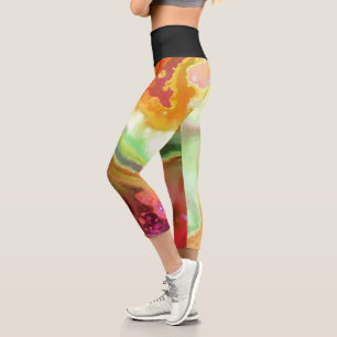 Watercolor And Black   Zazzle_Growshop. Capri Leggings
