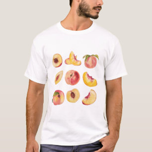 Watercolor And Colourful Fresh Peach Slices, T-Shirt