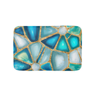Watercolor and gold cells - ocean bath mat