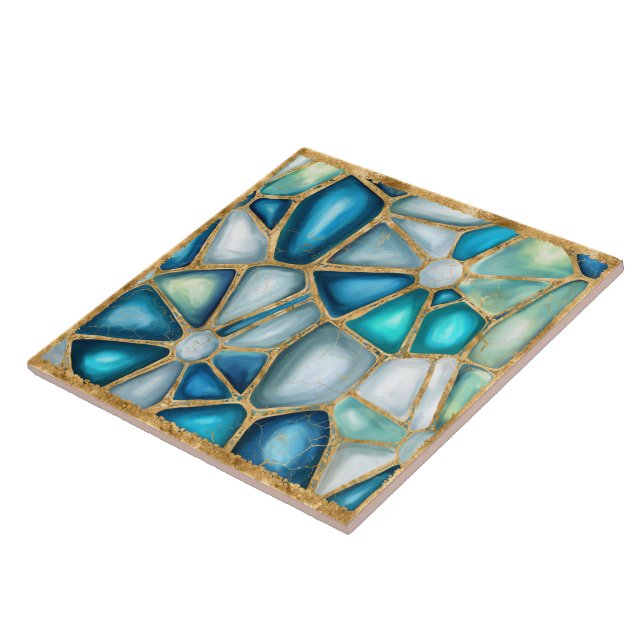 Watercolor and gold cells - ocean border  tile (Side)