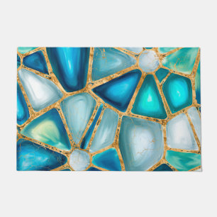Watercolor and gold cells - ocean doormat