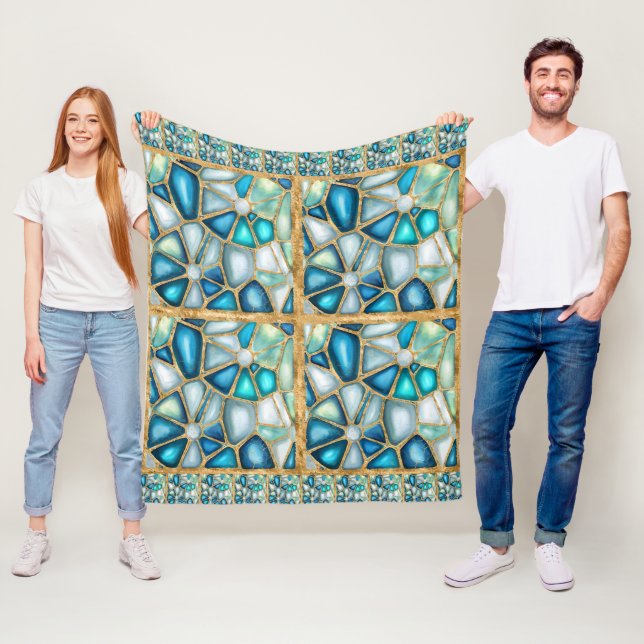 Watercolor and gold cells - ocean fleece (In Situ)