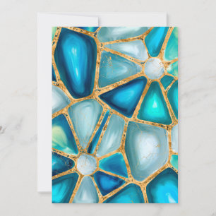 Watercolor and gold cells - ocean holiday card