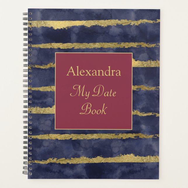 Watercolor and Gold Personalized Planner (Front)