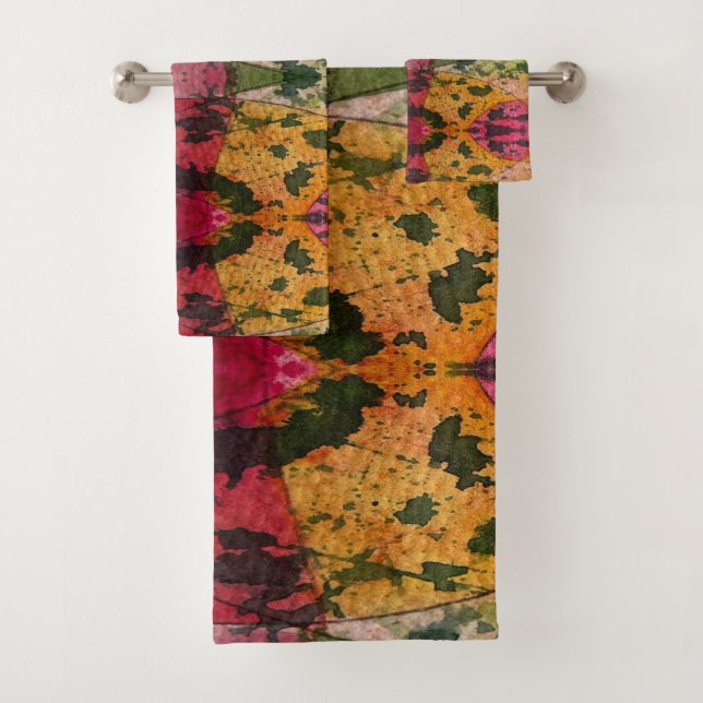 Watercolor And Ink Abstract Expressionism Art Bath Towel Set (Insitu)