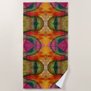 Watercolor And Ink Abstract Expressionistic Art Beach Towel