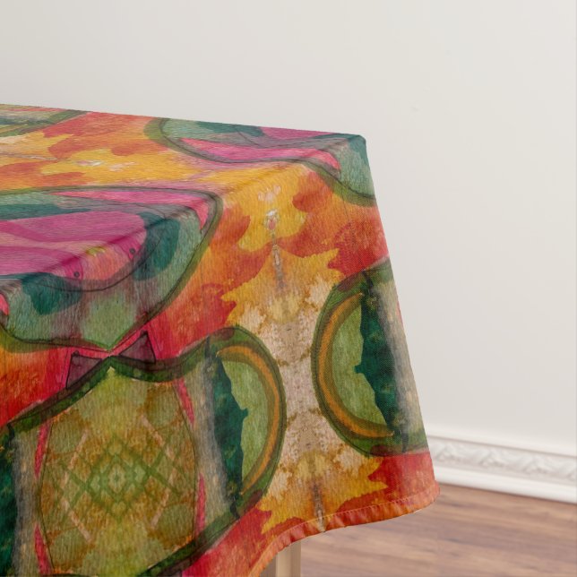 Watercolor And Ink Abstract Expressionistic Art Tablecloth (In Situ)