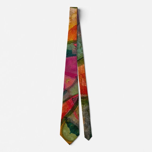 Watercolor And Ink Abstract Expressionistic Art Tie (Front)