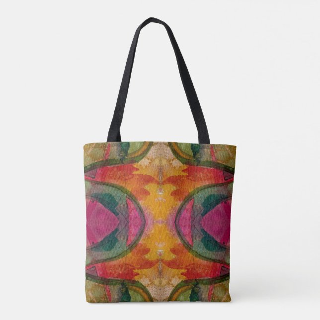 Watercolor And Ink Abstract Expressionistic Art Tote Bag (Back)