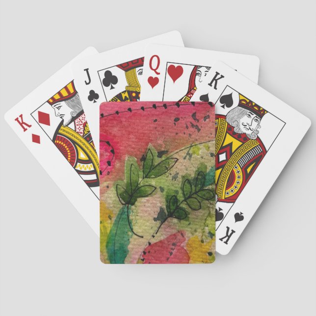 Watercolor And Ink Abstract Impressionism Art Playing Cards (Back)