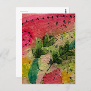 Watercolor And Ink Abstract Impressionism Art Postcard