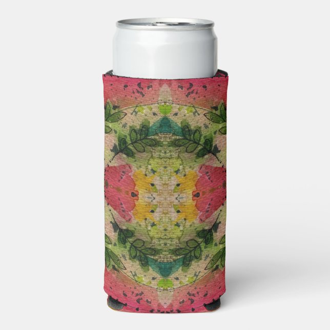 Watercolor And Ink Abstract Impressionism Art Seltzer Can Cooler (Seltzer Front)