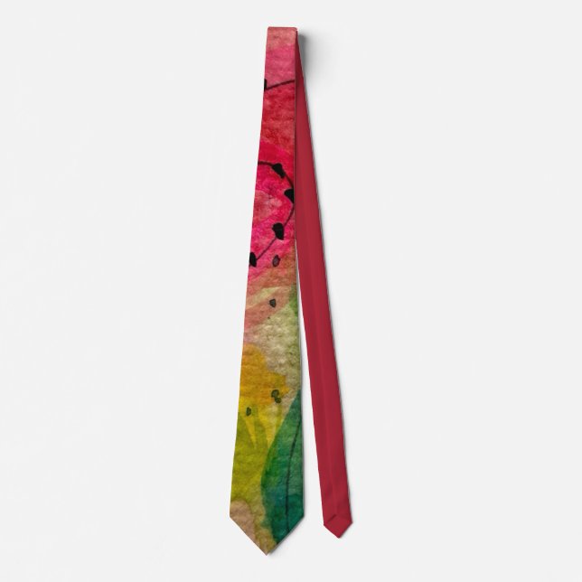 Watercolor And Ink Abstract Impressionism Art Tie (Front)