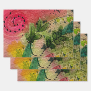 Watercolor And Ink Abstract Impressionism Art Wrapping Paper Sheet