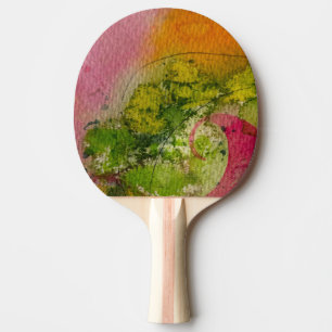 Watercolor And Ink Abstract Impressionistic Art Ping Pong Paddle