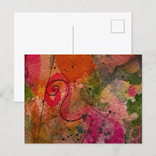 Watercolor And Ink Abstract Pretty Painting Art Postcard