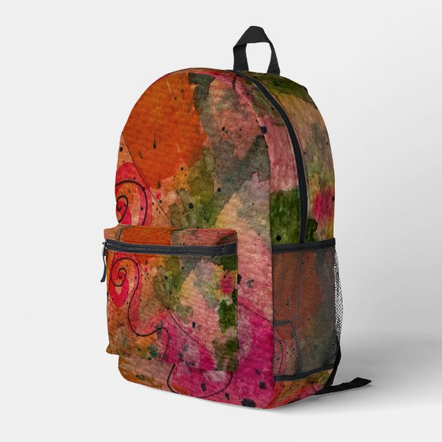 Watercolor And Ink Abstract Pretty Painting Art Printed Backpack (Back Corner Right)