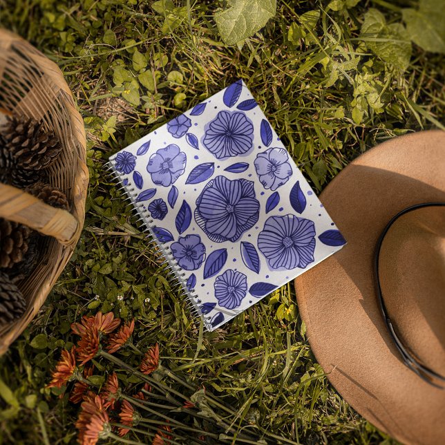 Watercolor and ink flowers – blue palette notebook (Creator Uploaded)