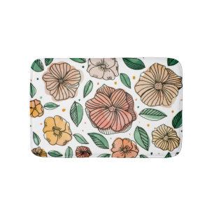 Watercolor and ink flowers – vintage palette bath mat