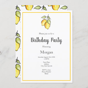 Watercolor and Ink Lemons and Pattern Invitation