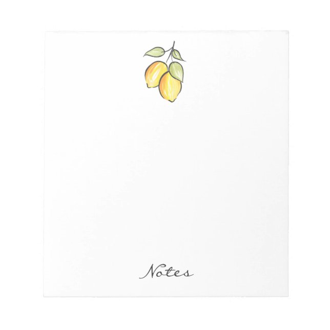 Watercolor and Ink Lemons Notepad (Front)