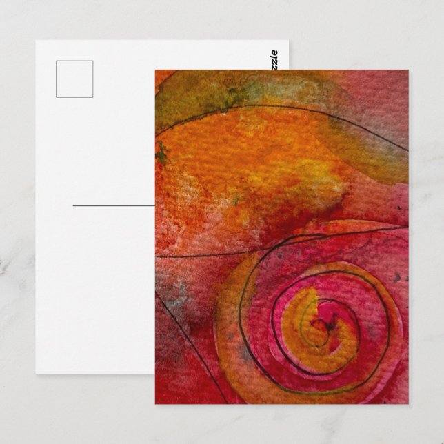 Watercolor And Ink Pretty Pattern Art Abstract Postcard (Front/Back)