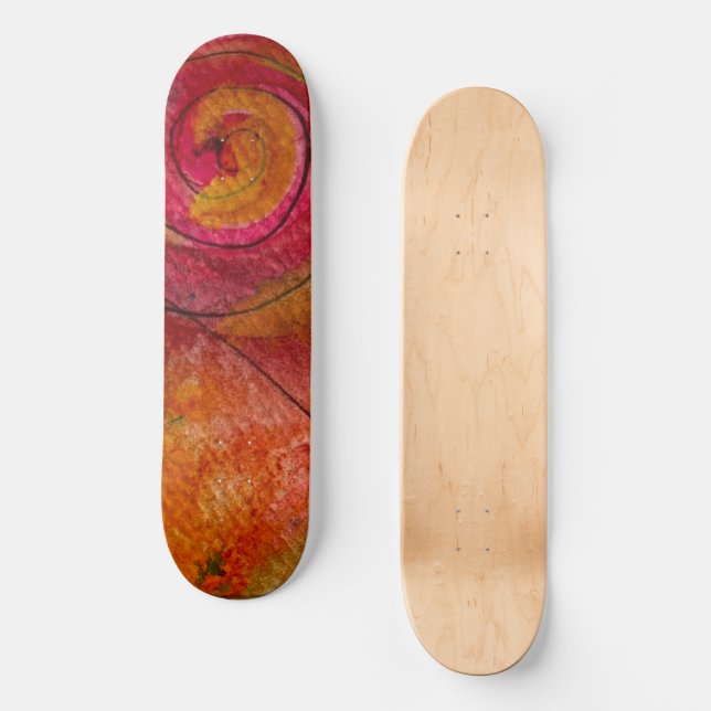 Watercolor And Ink Pretty Pattern Art Abstract Skateboard (Front)