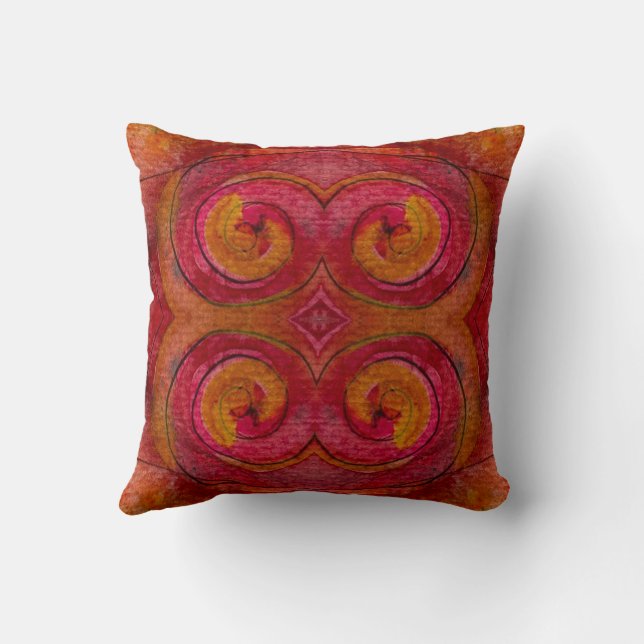 Watercolor And Ink Pretty Pattern Art Abstract Throw Pillow (Back)