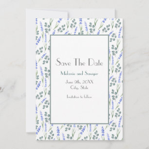 Watercolor and Lavender Eucalyptus Pattern  Save The Date