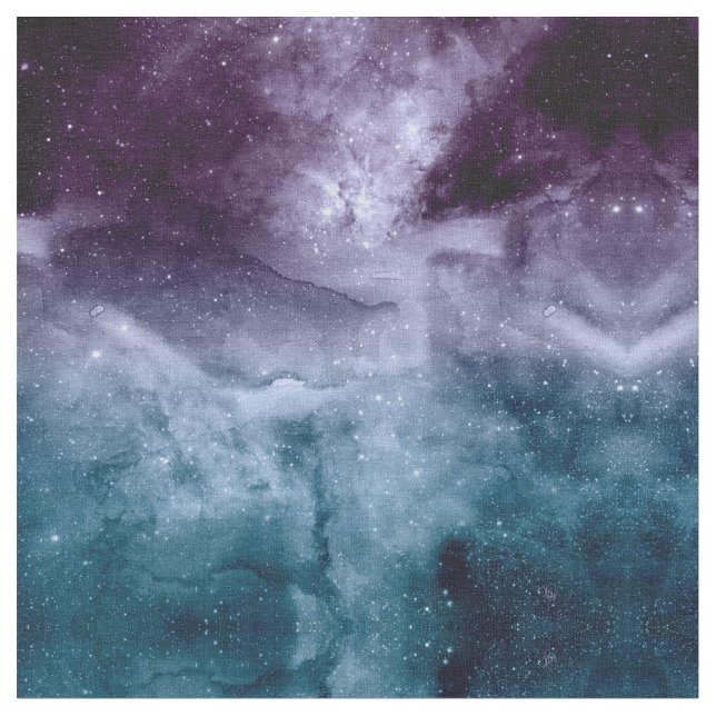 Watercolor and nebula abstract design fabric (Close Up)