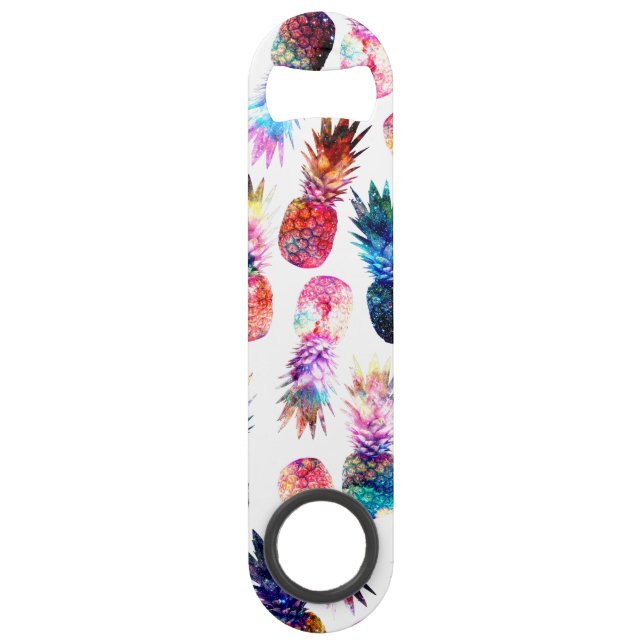 Watercolor and Nebula Pineapples Illustration Speed Bottle Opener (Front)