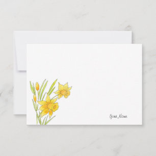 Watercolor and Pen Daffodils Card