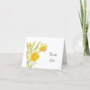 Watercolor and Pen Daffodils Thank You Card