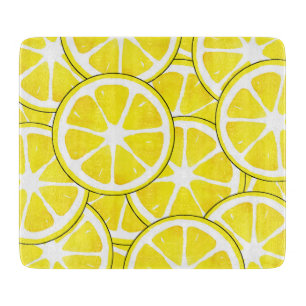 Watercolor and Pen Lemon Slices Cutting Board