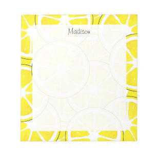 Watercolor and Pen Lemon Slices Notepad