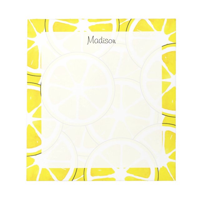 Watercolor and Pen Lemon Slices Notepad (Front)