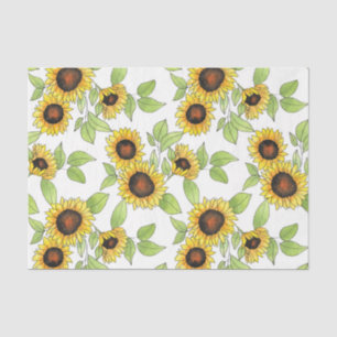 Watercolor and Pen Sunflowers Pattern Tissue Paper