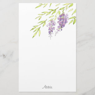 Watercolor and Pen Wisteria Stationery