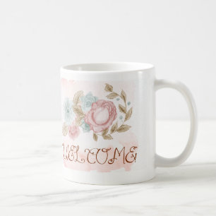 Watercolor and pencil floral Welcome Coffee Mug