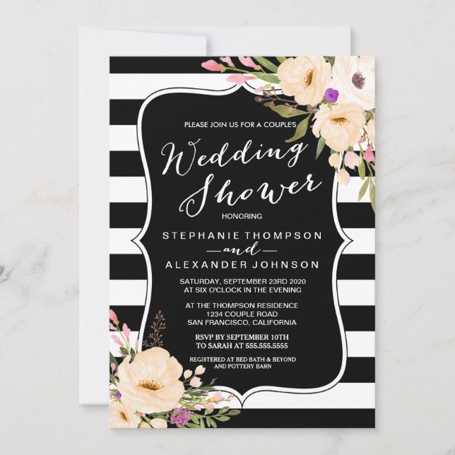 Watercolor Anemone Blooms Couples Wedding Shower Invitation (Front)