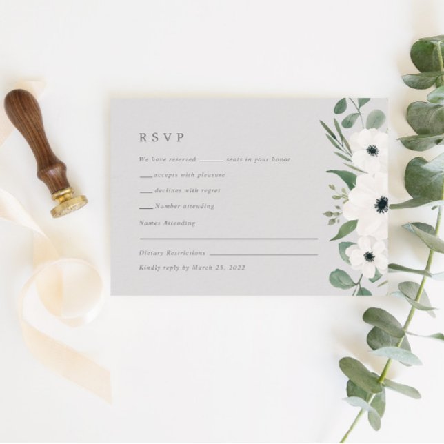 Watercolor Anemone & Dusty Green Eucalyptus RSVP  (Creator Uploaded)