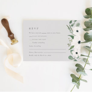 Watercolor Anemone & Dusty Green Eucalyptus RSVP  Card