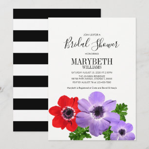 Watercolor Anemone Floral Bridal Shower Card