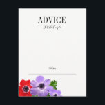 Watercolor Anemone Floral Wedding Advice Card<br><div class="desc">Personalize the custom text above. You can find additional coordinating items in our "Watercolor Anemone Floral Wedding Suite" collection.</div>