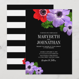 Watercolor Anemone Floral Wedding Invitation Card