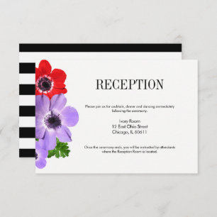 Watercolor Anemone Floral Wedding Reception Card